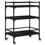 vidaXL Chariot de cuisine noir 65x40x86 5 cm bois d'ingénierie