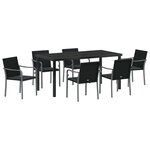 vidaXL Ensemble de salle à manger pour jardin 7 Pièces Noir Poly rotin