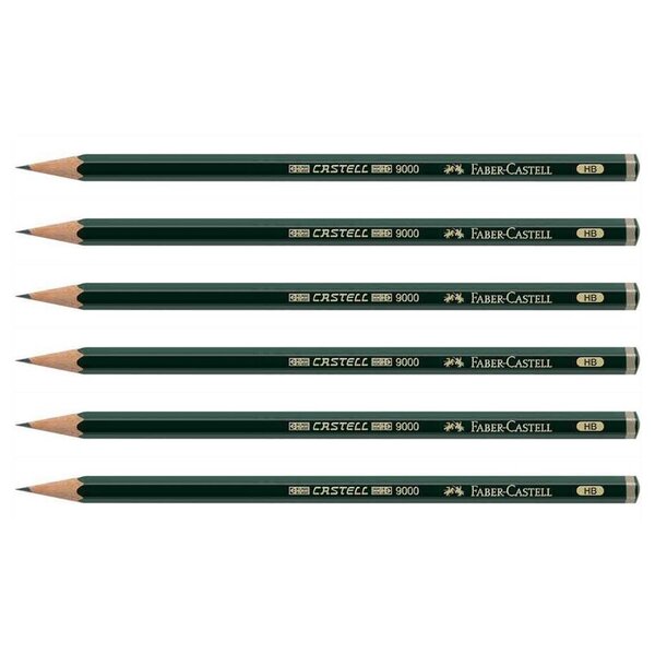 Crayon papier 9000 hexagonal mine 2mm HB x 6 FABER-CASTELL