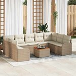 vidaXL Ensemble de canapé de jardin 10 Pièces Beige Poly rotin