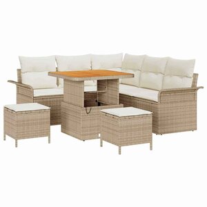 vidaXL Ensemble de canapé de jardin avec coussin 8 Pièces Beige et crème