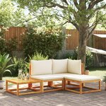 vidaXL Salon de jardin avec coussins 4 Pièces bois d'acacia massif