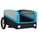 vidaXL Remorque de vélo noir et bleu 30 kg fer