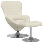 vidaXL Chaise Œuf avec Pouf Crème 63 x 73 x 90 cm Velours