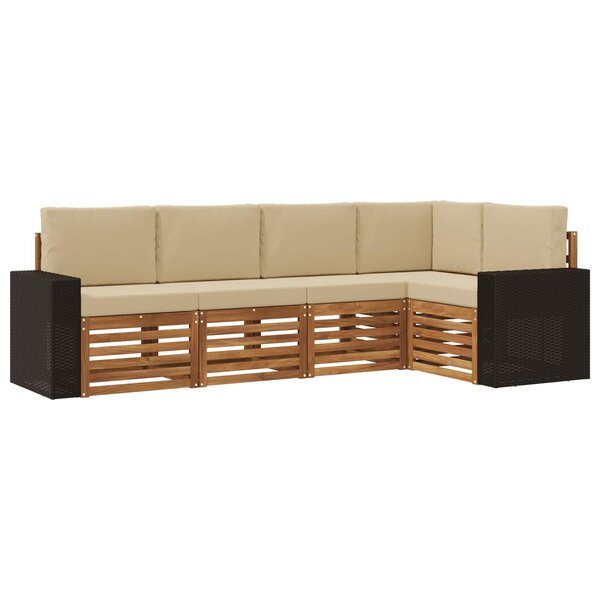 vidaXL Ensemble de canapés d'extérieur 5 pc Naturel et Beige Polyester