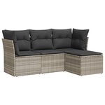 vidaXL Salon de jardin 4 Pièces avec coussins gris clair résine tressée