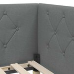 vidaXL Cadre de lit d'angle Gris foncé 90 x 190 cm tissu
