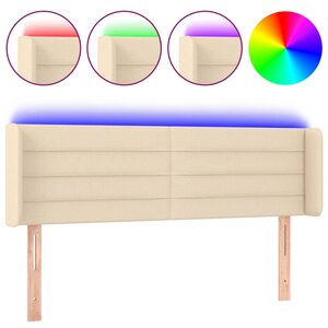 vidaXL Tête de lit à LED Crème 147x16x78/88 cm Tissu
