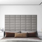 vidaXL Panneaux muraux 12 Pièces Gris clair 30x15 cm Tissu 0 54 m²