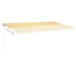 vidaXL Auvent automatique capteur de vent/LED 600x300cm Jaune et blanc