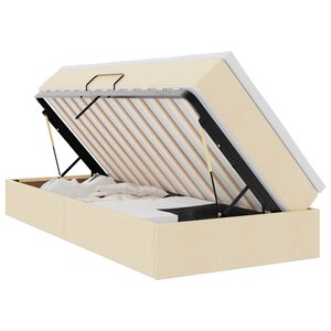 vidaXL Lit avec rangement et matelas Crème 100 x 200 cm Polyester