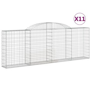 vidaXL Paniers à gabions arqués 11 Pièces 300x30x100/120 cm fer galvanisé