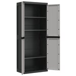 vidaXL Armoire de rangement d'extérieur gris et noir 65x37x165 cm PP