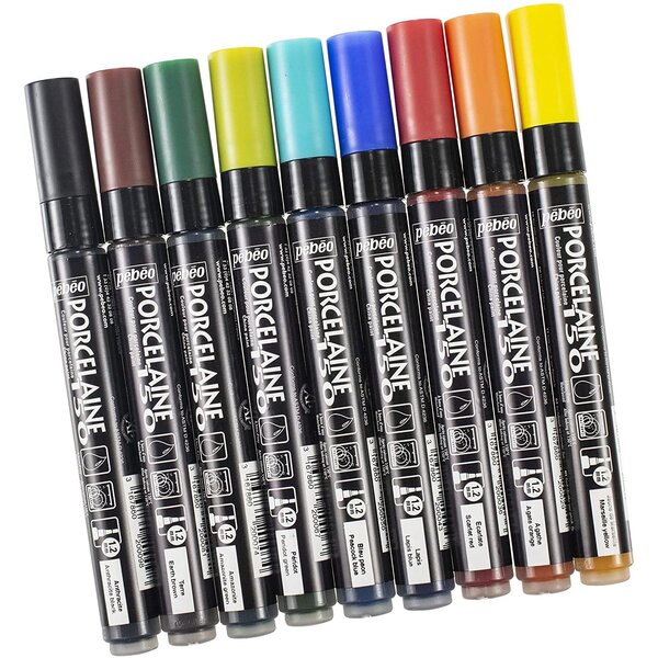Etui 9 Marqueurs Peinture Acrylique P150 Porcelaine Pointe Ogive 1 2mm Assortis PÉBÉO