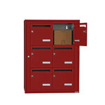 Bloc collectif Leabox 2x3  grade 3  simple face  intérieur  fixation murale  rouge brun ral 3011 finition brillante