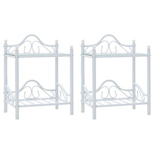 vidaXL Tables de chevet 2 Pièces Acier et verre trempé 45x30 5x60cm Blanc