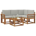 vidaXL Ensemble de canapés d'extérieur 5 pc Naturel et gris clair