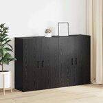vidaXL Armoires Murailles 2 Pièces Chêne noir 69 5 x 34 x 90 cm