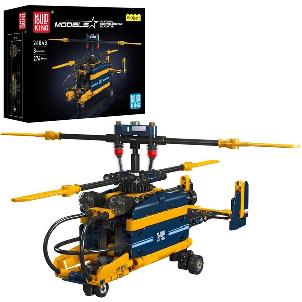 Mould King 24048 - Kit de construction de maquette d'hélicoptère coaxial à contre-rotation