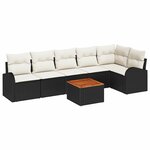 vidaXL Ensemble de canapé de jardin 7 Pièces Noir et blanc
