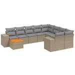 vidaXL Salon de jardin 11 Pièces avec coussins beige résine tressée