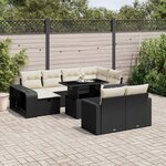 vidaXL Salon de jardin 11 Pièces avec coussins noir résine tressée