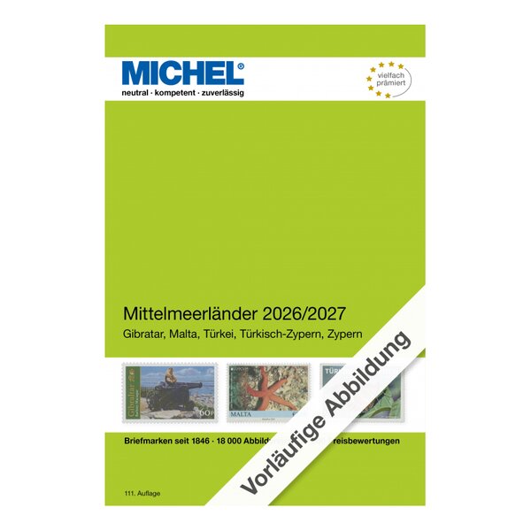 Catalogue de cotation Michel timbres de pays méditerranéennes 2026-2027.