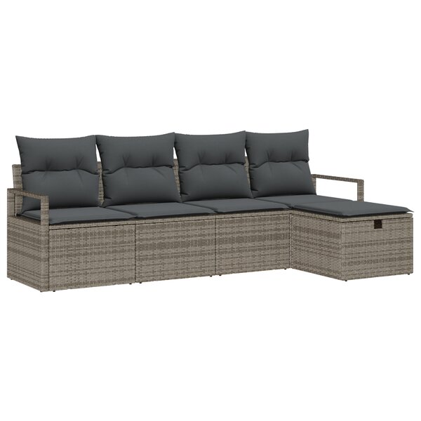 vidaXL Ensemble de Canapés de Jardin en 5 Pièces avec Coussins Gris Rattan Poly