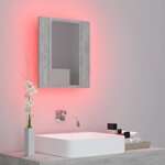 vidaXL Armoire de salle de bain à miroir LED Gris béton Acrylique