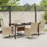 Ensemble de salle à manger de jardin 5 pièces vidaXL avec coussins en rotin poly beige