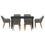 vidaXL Ensemble de Salle à Manger Jardin 7 Pièces Rattan Poly Gris