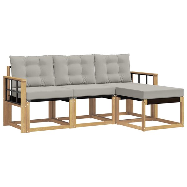 vidaXL Ensemble de canapés d'extérieur 4 pc Blanc et gris clair