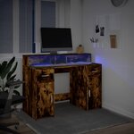 vidaXL Bureau et lumières LED chêne fumé 120x55x91cm bois d'ingénierie