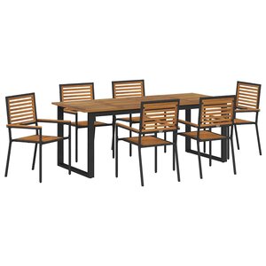 vidaXL Ensemble de salle à manger pour jardin 7 Pièces Noir