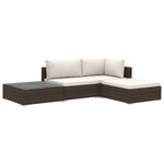 vidaXL Salon de jardin 4 Pièces avec coussins Résine tressée Marron