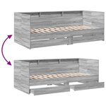 vidaXL Lit de jour et tiroirs sonoma gris 90x190 cm bois d'ingénierie