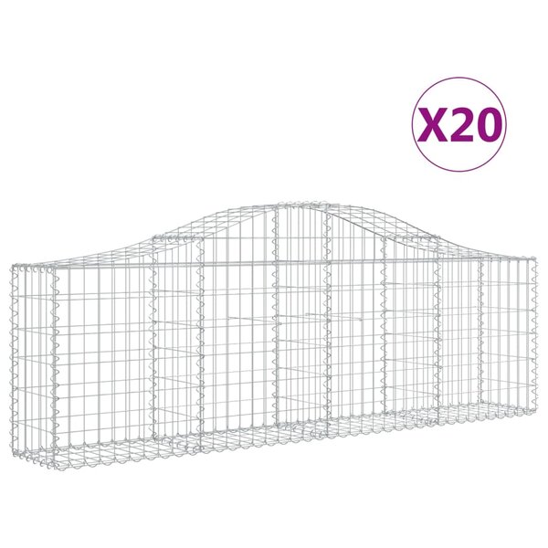 vidaXL Paniers à gabions arqués 20 Pièces 200x30x60/80 cm Fer galvanisé