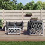 vidaXL Salon de jardin avec coussins 5 Pièces blanc acier
