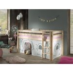 PINO  Lit Compact Pin Massif Naturel 209 x 105 x 114 cm + Rideau de lit BIRDY