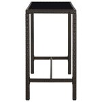 vidaXL Table de bar de jardin Marron 130x60x110cm Résine tressée verre