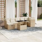 vidaXL Salon de jardin avec coussins 8 Pièces beige résine tressée