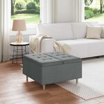vidaXL Pouf de rangement avec coussin Gris foncé 80 x 80 x 45 cm tissu