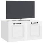 vidaXL Meuble TV mural Montage mural Blanc brillant 59 5 x 41 x 30 cm