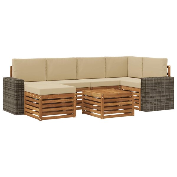 vidaXL Ensemble de canapés d'extérieur 7 pc Naturel et Beige Polyester