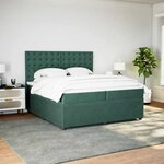 vidaXL Sommier à lattes de lit et matelas Vert foncé 200x200cm Velours