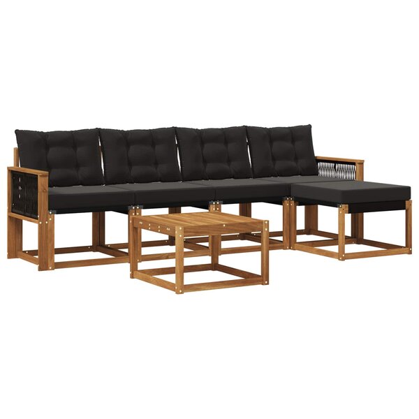 vidaXL Ensemble de canapés d'extérieur 6 pc Naturel et noir