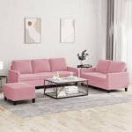 vidaXL Ensemble de canapés 3 Pièces avec coussins Rose Velours