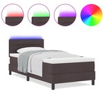 vidaXL Lit Box Spring avec Matelas & LED Marron Foncé 80x200 cm Tissu