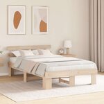 vidaXL Cadre de lit avec tête de lit Naturel 135 x 190 cm Pin massif