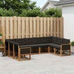 vidaXL Ensemble de canapés d'extérieur 9 Pièces Naturel et noir